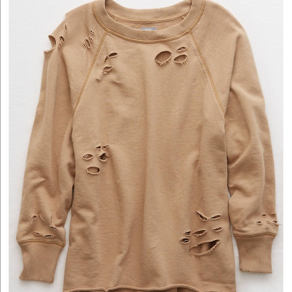 Aerie distressed crew neck